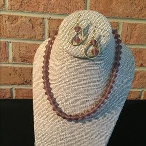 Smoky beaded necklace and matching earrings